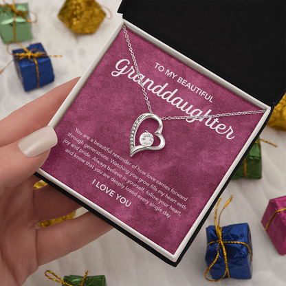 To my Granddaughter - Forever Love Necklace - Velvet Pattern