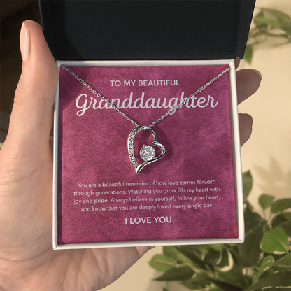 To my Granddaughter - Forever Love Necklace - Velvet Pattern