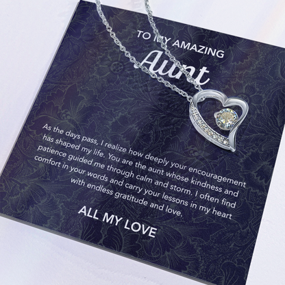 To my Aunt - Forever Love Necklace - Floral Damask