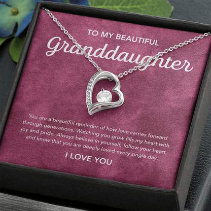 To my Granddaughter - Forever Love Necklace - Velvet Pattern