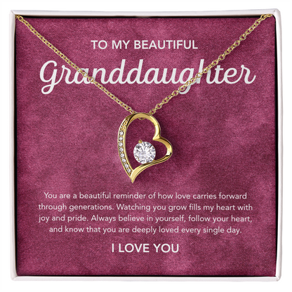To my Granddaughter - Forever Love Necklace - Velvet Pattern