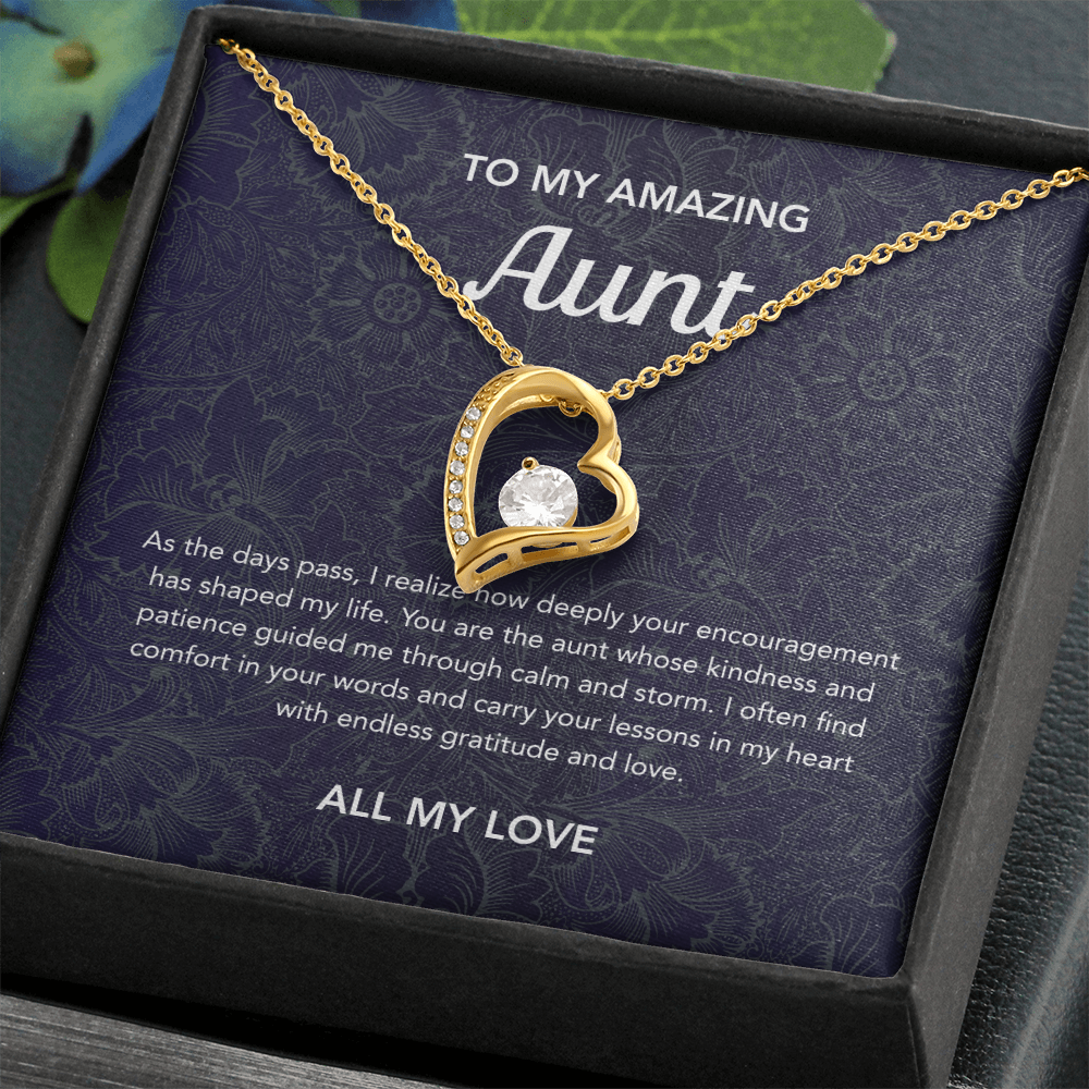 To my Aunt - Forever Love Necklace - Floral Damask