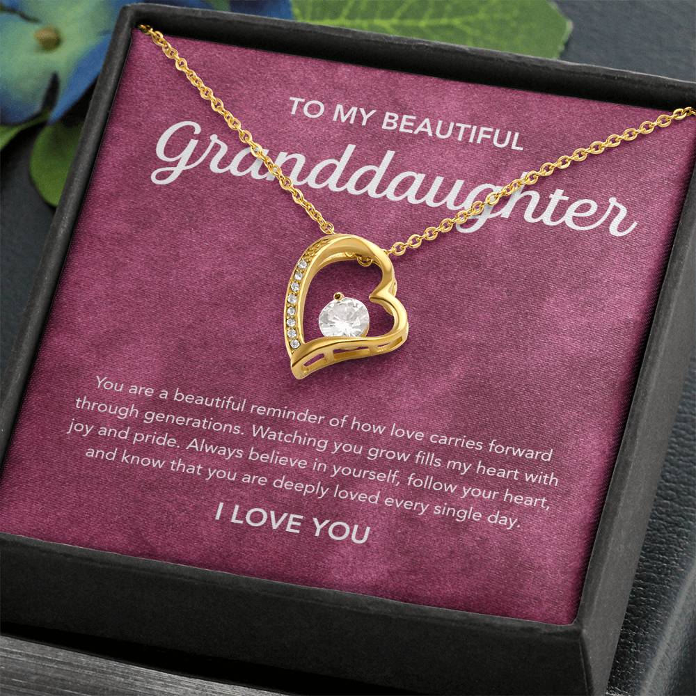To my Granddaughter - Forever Love Necklace - Velvet Pattern