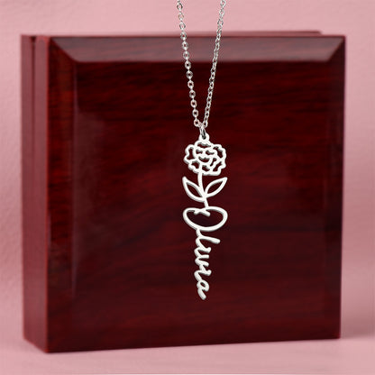 Personalized Flower Name Necklace
