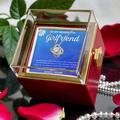 To My Girlfriend - Love Knot Necklace - Flourish - Rotating Rose Gift Box