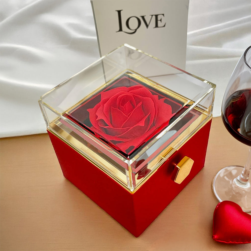To My Girlfriend - Love Knot Necklace - Velvet Pattern - Rotating Rose Gift Box