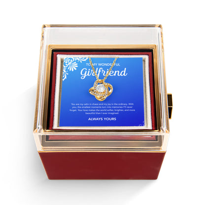 To My Girlfriend - Love Knot Necklace - Flourish - Rotating Rose Gift Box