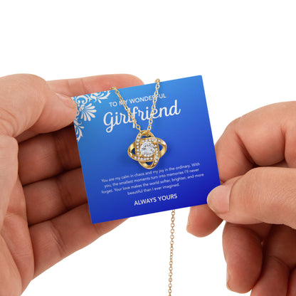 To My Girlfriend - Love Knot Necklace - Flourish - Rotating Rose Gift Box